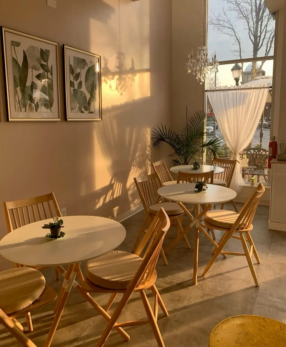 Seating area inside the Marietta café