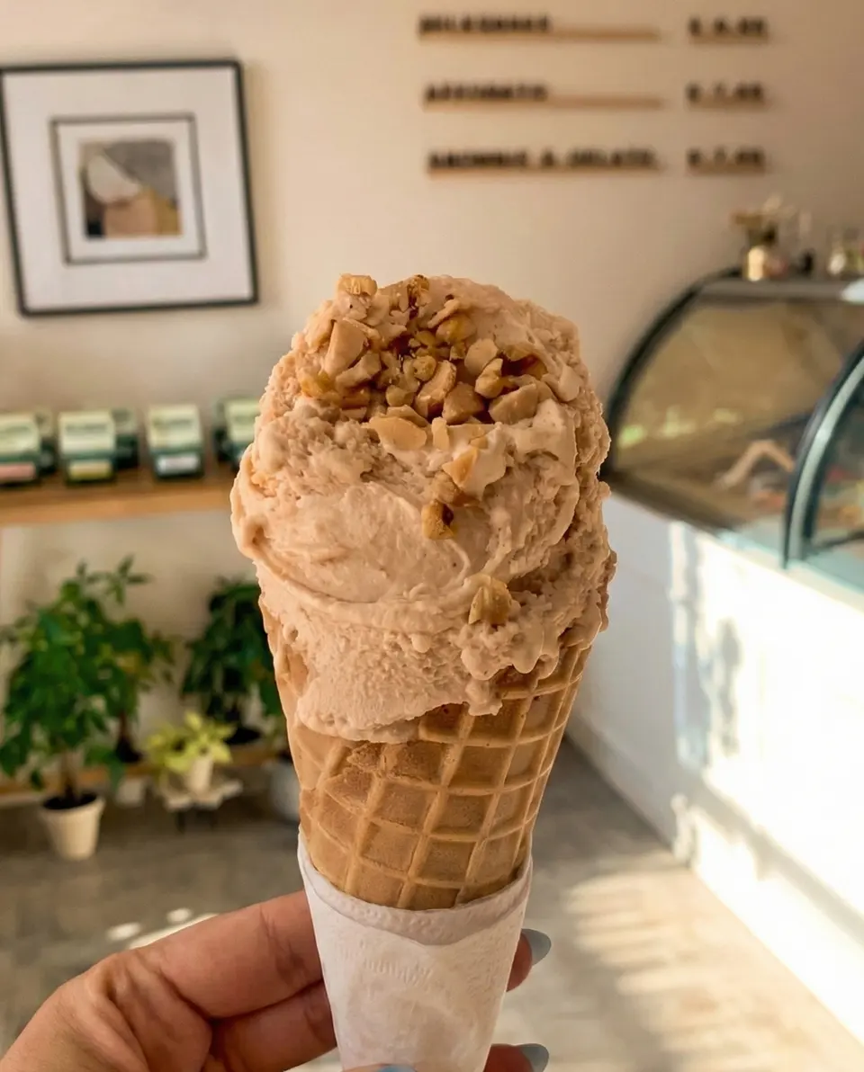 Close-up of freshly churned gelato